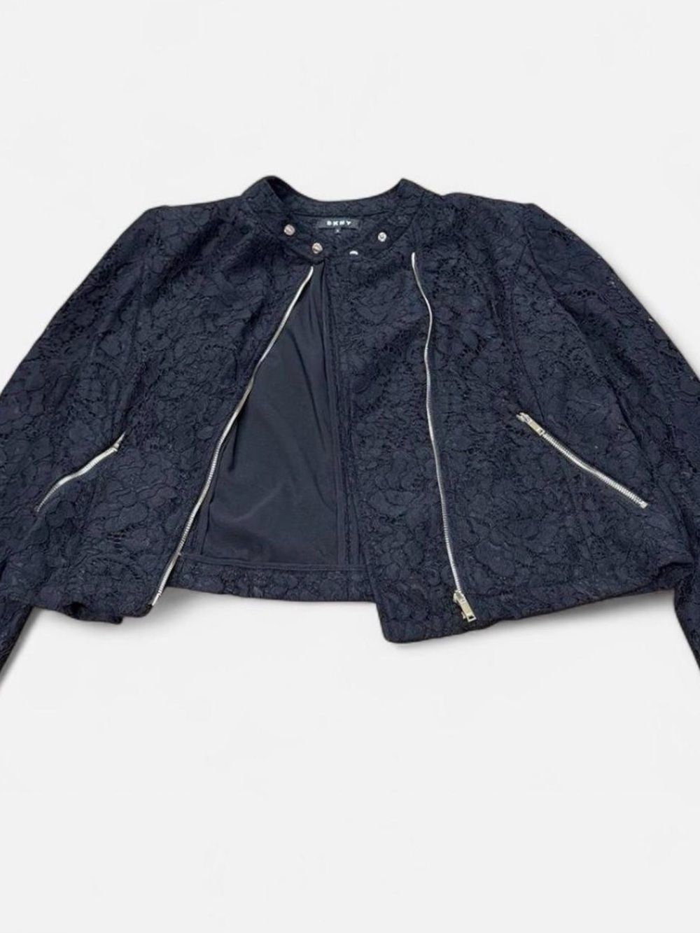 DKNY Women's Navy Lace Moto Jacket